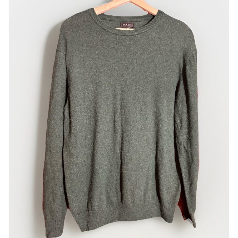 Emi Maglia Italy Wool Cashmere Blend Sweater Green XXL Quiet Luxury Pullover